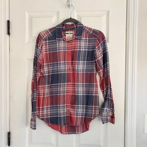 American Eagle Outfitters Boyfriend Fit Red and Blue Plaid Shirt